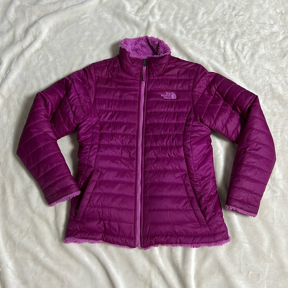 The North Face Reversible Mossbud Swirl Fleece Jacket for big girl-size L 14/16